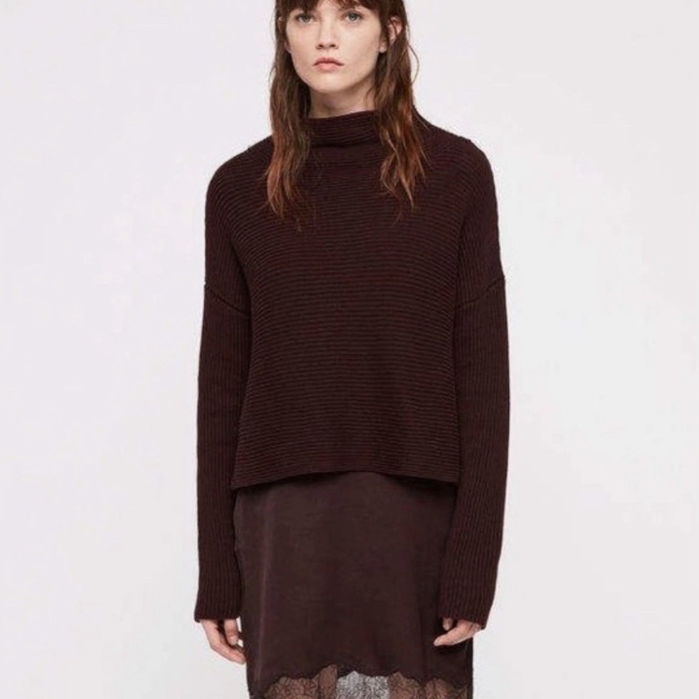AllSaints All Saints Chunky Eloise Berry Long Sleeve Sweater Mock Neck Fall